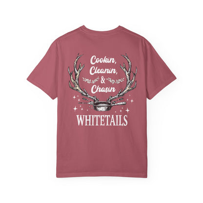 Cookin’, Cleanin’, & Chasin’ Whitetails T-Shirt – Women’s