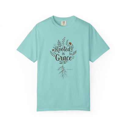 Rooted in Grace T-Shirt – Women’s Faith & Floral Tee (Colossians 2:7)