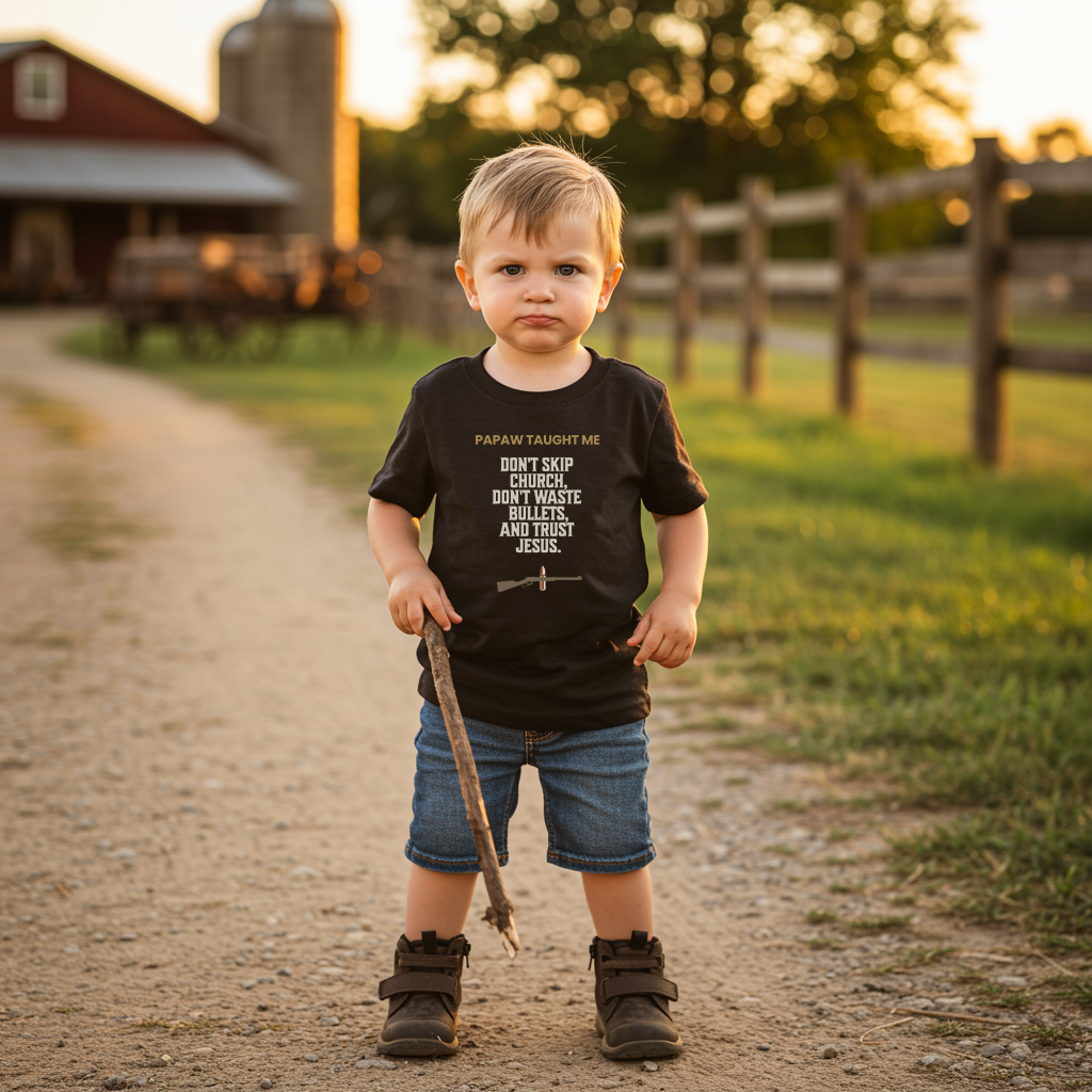 Papaw Taught Me T-Shirt – Toddler Boys (Faith. Grit. Good Aim.)
