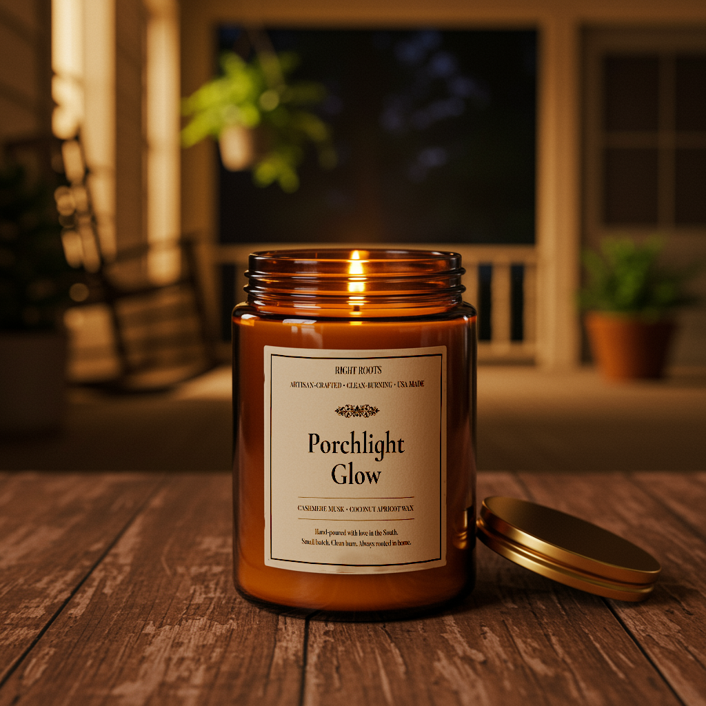 Porchlight Glow Candle – Cashmere Musk Scented Southern Candle