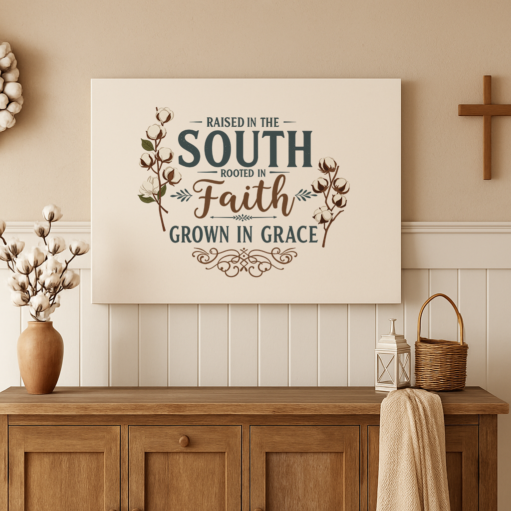 Raised in the South Canvas Wall Art – Faith & Grace Southern Home Décor