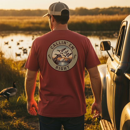 Callin’ ’Em Right – Duck Hunting Pocket Tee (Men’s)